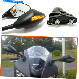 Mirror �z���_CBR 600 F4 F4I 1999-2006�̂��߂̍��I�[�g�o�C�̃T�C�h�~���[LED�C���W�P�[�^ Black Motorcycle Side Mirrors LED Indicators For Honda CBR 600 F4 F4i 1999-2006�y���s�A���i�z
