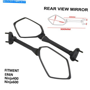 Mirror ER6N Ninja400 Ninja600̂߂̃ubNI[goC̃obNTCh~[ Black Motorcycle Rearview Side Mirrors For ER6N Ninja400 Ninja600