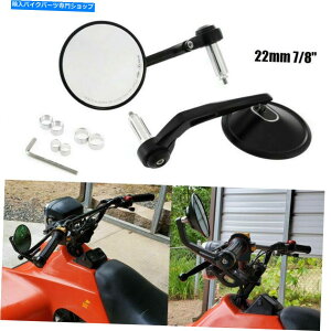 Mirror 2�s�[�X7/8 22mm�A���~�I�[�g�o�C���E���h���T�C�u�n���h���o�[�G���h�T�C�h�~���[ 2pcs 7/8 22mm Aluminium Motorcycle Round RearView Handle Bar End Side Mirrors�y���s�A���i�z