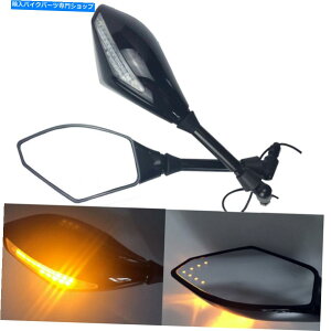 Mirror LED^[M8mm 10mm* 2̃JX^I[goC̃obN~[ Custom Motorcycle Rearview Mirrors With LED Turn Signals 8mm 10mm Integrated *2