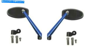 Mirror ubNwbhu[Xe8mm܂10mmiyAjt~[CNCI[o Mirrors CNC Oval with Black Head & Blue Stem 8mm or 10mm (Pair)