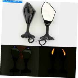 Mirror オートバイLEDターン信号照射されたインジケータライトバックリュービューサイドミラー Motorcycle LED Turn Signal Intergrated Indicator Light Rearview Side Mirrors