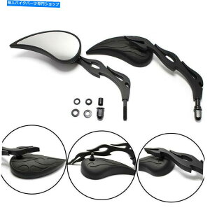 Mirror �n�[���[�I�[�g�o�C�c�[�����O�`���b�p�[�J�X�^��8mm�p�r�b�O�t���[�����A�r���[�~���[�u���b�N Big Flame Rearview Mirror Black For Harley Motorcycle Touring Chopper Custom 8mm�y���s�A���i�z