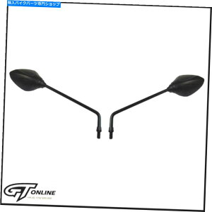 Mirror E̒s̋| 10mmeBAhbviyAj|}nfɍ 10mm Left & Right Long Stem Mirrors | Black Teardrop (Pair) | Fits Yamaha Models