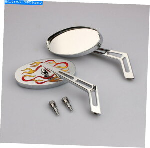 Mirror ~[Zbg`bp[jo[TLbgACt[M10Xbh Mirror set chopper universal cat eye flames M10 thread