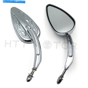 Mirror �n�[���[82-18 Street Bob Fat Bob�̂��߂̃N�����e�B�A���b�v�t���[�����[�V���O�~���[ Chrome Teardrop Flame Racing Mirrors For Harley 82-18 Street Bob Fat Bob�y���s�A���i�z