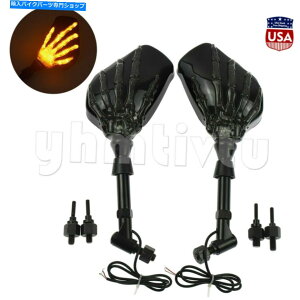 Mirror ハーリースポーツスター883のための普遍的な頭蓋骨の逆視鏡 Universal Skull Rearview Mirrors w/ LED Turn Signal Fit For Harley Sportster 883