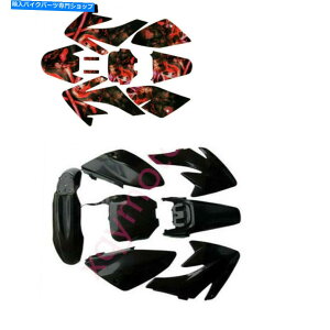 Rear Fender z_CRF70 140cc 150cĉ߂̍vX`bNtF_[+fJ[XebJ[Lbg150cc̉̎] Black Plastic Fender + Decals Sticker Kit For Honda CRF70 140cc 150cc Dirt Bike
