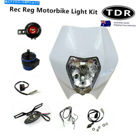 Rear Fender ヘッドテールライトキットリアフェンダーレクリエーション録画登録レゴ汚れバイクホワイト Head Tail light Kit Rear Fender Recreation Rec Registration Rego Dirt Bike White