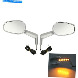 Mirror ␻̔wʐ}̋LEDtg^[VOi̓n[[vbhVRSCFɓKĂ܂ Silver Rear View Mirrors & LED Front Turn Signals Fit For Harley V ROD VRSCF