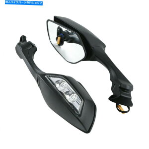 Mirror EZX10R 16-20ubN̂߂̃Ar[~[LED^[MCgtBbg Rear View Mirrors LED Turn Signal Light Fit For Kawasaki Ninja ZX10R 16-20 Black
