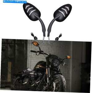 Mirror n[[_rbh\̂߂̃^[M̃I[goC̍LED̃~[ Motorcycle Black LED Mirrors with Turn Signals Aluminum Fit For Harley Davidson