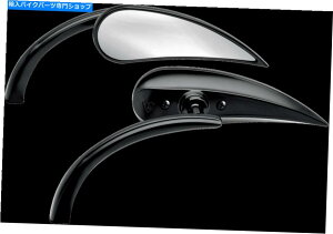 Mirror Arlen Nessマイクロブラックペアハンドルバー湾曲したティアドロップミラーハーレーダビッドソン Arlen Ness Micro Black Pair Handlebar Curved Teardrop Mirrors Harley Davidson