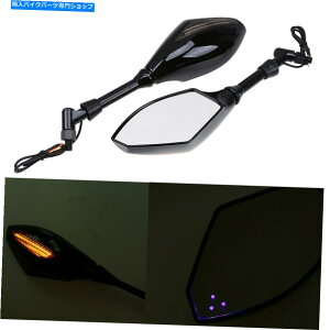 Mirror I[goC̃obN~[LED^[VOitBbg}nz_ؐ Motorcycle Rearview Mirrors LED Turn Signals Fit Yamaha Honda Suzuki Kawasaki