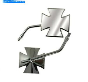 Mirror oCL[gI[goC]ԃjo[T~[}^NX`10mmXeyA Bikeit Motorcycle Bike Universal Mirror Maltese Cross Chome 10mm Stem Pair