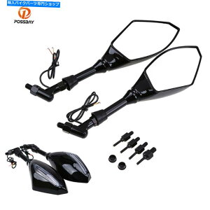 Mirror 1yALED 12Vwʐ}~[KXnEWO邢tBbgZ750 1 Pair LED 12V Rear View Mirror Glass Housing Bright Black Fit Kawasaki Z750