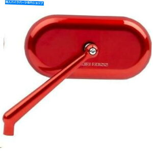 Mirror Arlen Ness 13-176bȉ~`̒Zrbg̋ - ԐFzɎ_ Arlen Ness 13-176 Forged Oval Short Stem Billet Mirror - Left - Red Anodized
