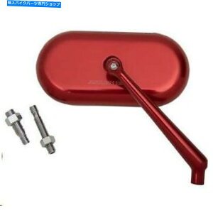 Mirror Arlen Ness 13-179bꂽȉ~`̒Zrbg̋ - EԂ Arlen Ness 13-179 Forged Oval Short Stem Billet Mirror - Right - Red Anodized