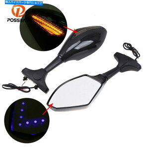 Mirror 2×LED^[VOiAr[~[KXnEWOubNtBbgz_CBR600 2 x LED Turn Signals Rear View Mirror Glass Housing Black Fit for Honda CBR600