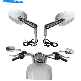 Mirror Chrome LEDターン信号リアクリアガラスビューミラーのハーレーV-ROD 2009-2017 Chrome LED Turn Signal Rear Clear Glass View Mirrors For Harley V-Rod 2009-2017