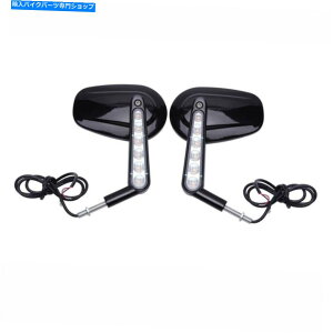 Mirror ubNI[goC~[W / LED^[VOiCgHarley Davidson V-Rod̂߂̃tBbg Black Motorcycle Mirrors w/ LED Turn Signal Lights Fit For Harley Davidson V-Rod