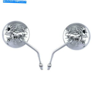 Mirror �h���b�O�X�y�V�����t���[���X�J���~���[ - 4.5  - �N����| M60-6616C Drag Specialties Flame Skull Mirror - 4.5 - Chrome | M60-6616C