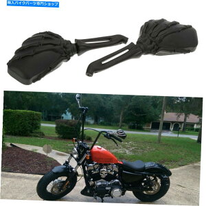 Mirror n[[_rbh\40̂߂2{̍W̃XPg̃nhI[goC̃~[ 2x Black Skull Skeleton Hand Motorcycle Mirrors For Harley Davidson Forty-Eight