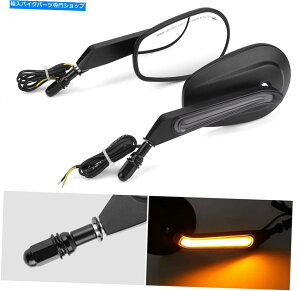 Mirror X|[cX^[\tg_Cî߂̃[^[TChAr[~[ Motor Side Rear View Mirrors Flowing LED Turn Signals For Sportster Softail Dyna
