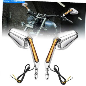 Mirror I[goC_ChTCh~[LEDVOiCgDyna\tgc[O[h Motorcycle Diamond Side Mirrors LED Signals Light for Dyna Softail Touring Road