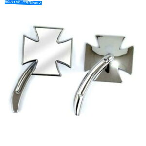 Mirror 1yA~[}^NXANAn[[_rbh\ 1 Pair Mirror Maltese Cross, Chrome, for Harley Davidson