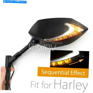 Mirror fALED~[ubNnEWOjO^[VOi̓JX^n[[ɃtBbg Sequential dual led mirror black housing running turn signals fits custom Harley