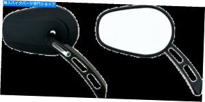 Mirror n[[_rbh\̂߂̃RrbgubNyAI[onho[ʖʋZbg Rivco Billet Black Pair Oval Handlebar Convex Mirror Set for Harley Davidson