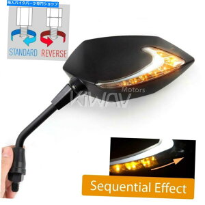 Mirror }n]ԃÂ̂߂̃~[V[PVfALEDVt@[j[g10mmWt] Mirror sequential dual LED Lucifer neat 10mm standard reverse for Yamaha bike 