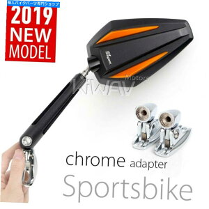 Mirror �I�����W�u���b�N�A�L���X�t�F�A�����O�~���[�N�����x�[�X�A���~�j�E���t�B�b�gCBR ZX FZR GSX-R Orange black Achilles fairing mirrors chrome base aluminum fits CBR ZX FZR GSX-R
