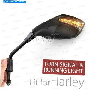 Mirror ubN~[LEDjOCWP[^[yA̓n[[ - _rbh\ Black Mirror Built-in Fist LED Running & Indicator Pair fits Harley-Davidson 
