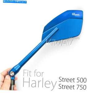 Mirror �~���[�N���A�o�C�u���[���C�h�ʃA���~���n�E�W���O�t�B�b�g�n�[���[�X�g���[�g500 750 Mirrors CleaverII blue wide convex aluminum housing fits Harley Street 500 750