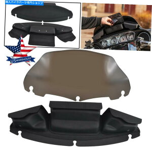 Windshield tgKXobO3|PbgtFAO|[`9 "n[[14Abvp̉EFCiXV[h Windshield Bags 3 Pocket Fairing Pouch 9" Smoke Wave Windshield For Harley 14-up