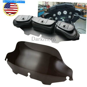Windshield 8 "X[NEF[utgKX3tFAO|[`ThobOAn[[c[O1996-2013 8" Smoke Wave Windshield 3 Fairing Pouch Saddlebag For Harley Touring 1996-2013