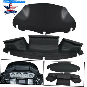 Windshield 9 "ubNEF[uEChV[hobOTh3|[`|PbgtFAOtgEBhXN[ 9" Black Wave Windshield Bag Saddle 3 Pouch Pocket Fairing Windscreen For Harley