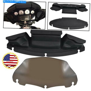 Windshield 9 "X[NEF[uobgEBOtFAOtgKXw / 3|Pbg|[`obOpn[[c[Op 9" Smoke Wave Batwing Fairing Windshield W/3-Pocket Pouch Bag For Harley Touring
