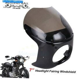 Windshield 7 "レトロなオートバイのヘッドライトフェアリングスクリーンのハーリーのためのフロントガラスの煙レンズ 7" Retro Motorcycle Headlight Fairing Screen Windshield Smoke Lens For Harley