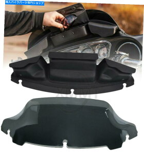 Windshield 7 "Wave Windshield + 3PouchtFAOobOAn[[GNgOCh[hLO14-19 7" Wave Windshield +3Pouch Fairing Bag for Harley Electra Glide Road King 14-19