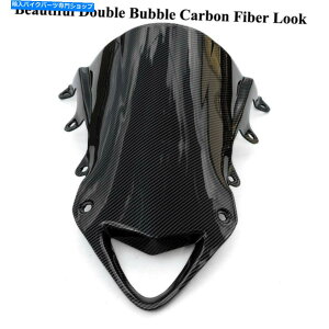 Windshield BMW S1000RR 2009-2014̂߂̓dA̒Yf@ۂ̌tgKX̃tgXN[ Double Bubble Carbon Fiber Look Windshield Windscreen For BMW S1000RR 2009-2014