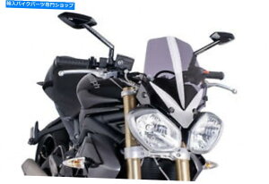 Windshield Puig Naked N. Triumph Street Triple 11-17̉̉̂߂̃X|[cXN[ PUIG NAKED N.G. SPORT SCREEN FOR TRIUMPH STREET TRIPLE 11-17 LIGHT SMOKE