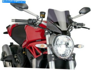 Windshield PUIG 7013F̐VX|[c̃tgXN[AÂ PUIG 7013F Naked New Generation Sport Windscreen, Dark Smoke