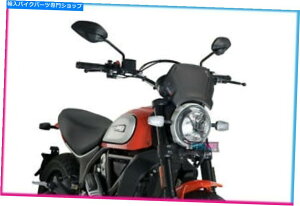 Windshield Ducati Scrambler Cafe���[�T�[17-18���̂��߂̃A���~�j�E���̐��ʃv���[�g PUIG FRONTAL PLATE IN ALUMINIUM FOR DUCATI SCRAMBLER CAFE RACER 17-18 BLACK�y���s�A���i�z