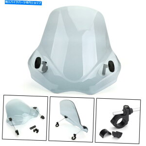 Windshield 7/8 1 1-1 / 8 �n���h���o�[�O���[�̃I�[�g�o�C�̂��߂̃t�����g�K���X�̃E�B���h�X�N���[�� Windshield WindScreen For Motorcycle With 7/8 1 1-1/8 Handlebar Gray�y���s�A���i�z