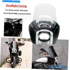 Windshield tgOwbhCgtFAOW /n[[Xg[g{uFXBB 107 Front Outer Headlight Fairing W/ Clear Windscreen For Harley Street Bob FXBB 107