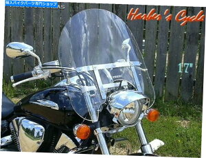 Windshield VT600z_VhEVT / VLX 600 - X[N17C`EBhV[hW / Chromen[hEFA VT600 Honda Shadow VT/VLX 600 - smoked 17" touring windshield w/chrome hardware