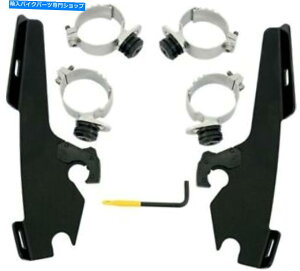 Windshield b/XEtgKXMEB1960̂߂̃tBX̐F̃gK[bN}EgLbg Memphis Shades Black Trigger-Lock Mount Kit for Fats/Slim Windshield MEB1960